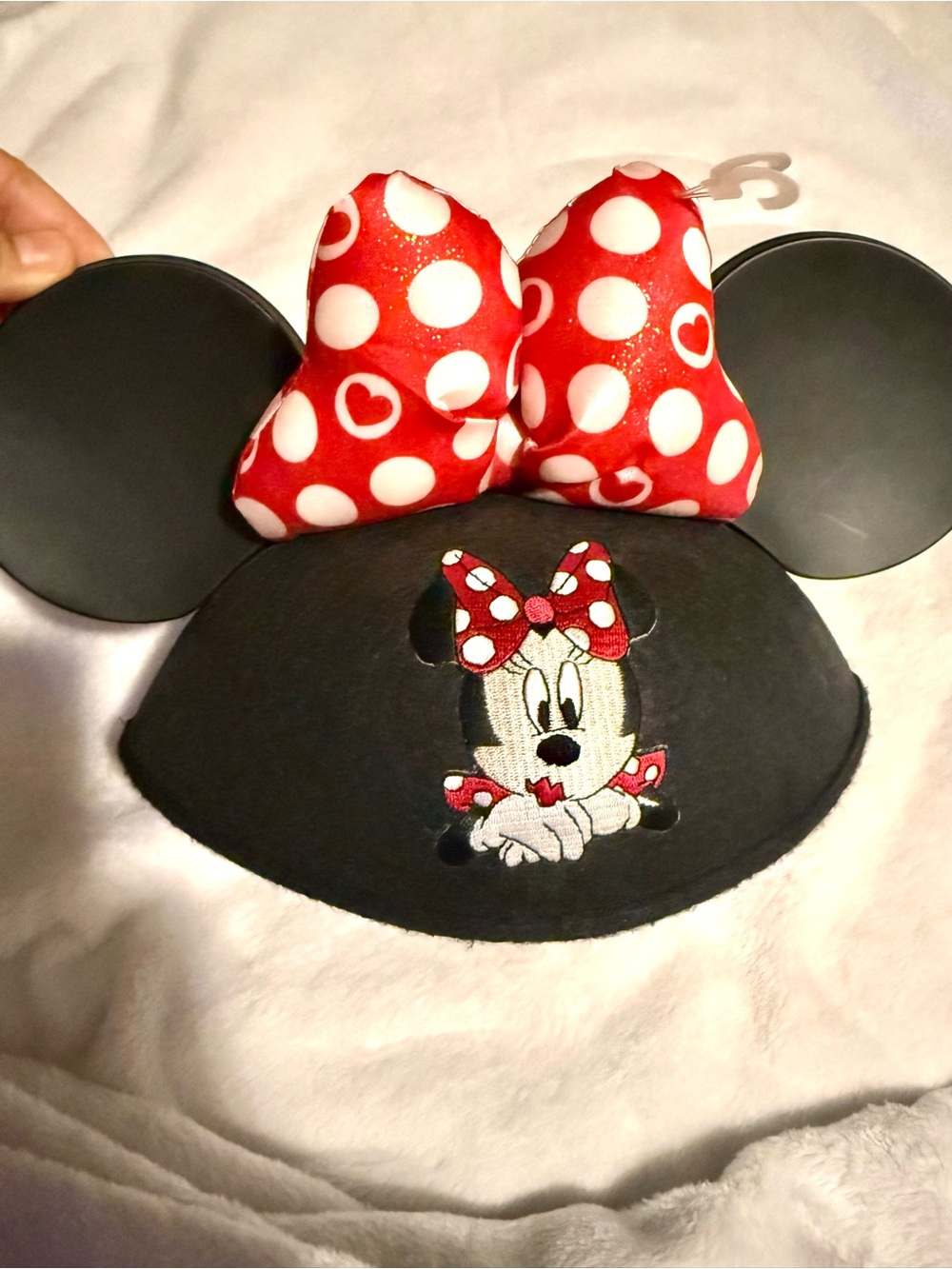 Disney Minnie Mouse Black Ear Headband with Red & White Polka Dot Bow
